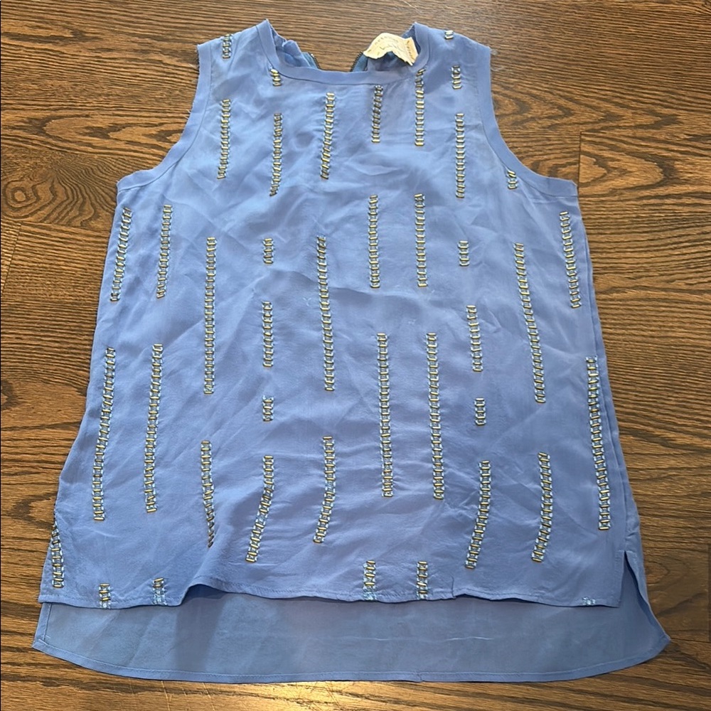 Nicole Miller Blue Boxy Sleeveless Tank Top